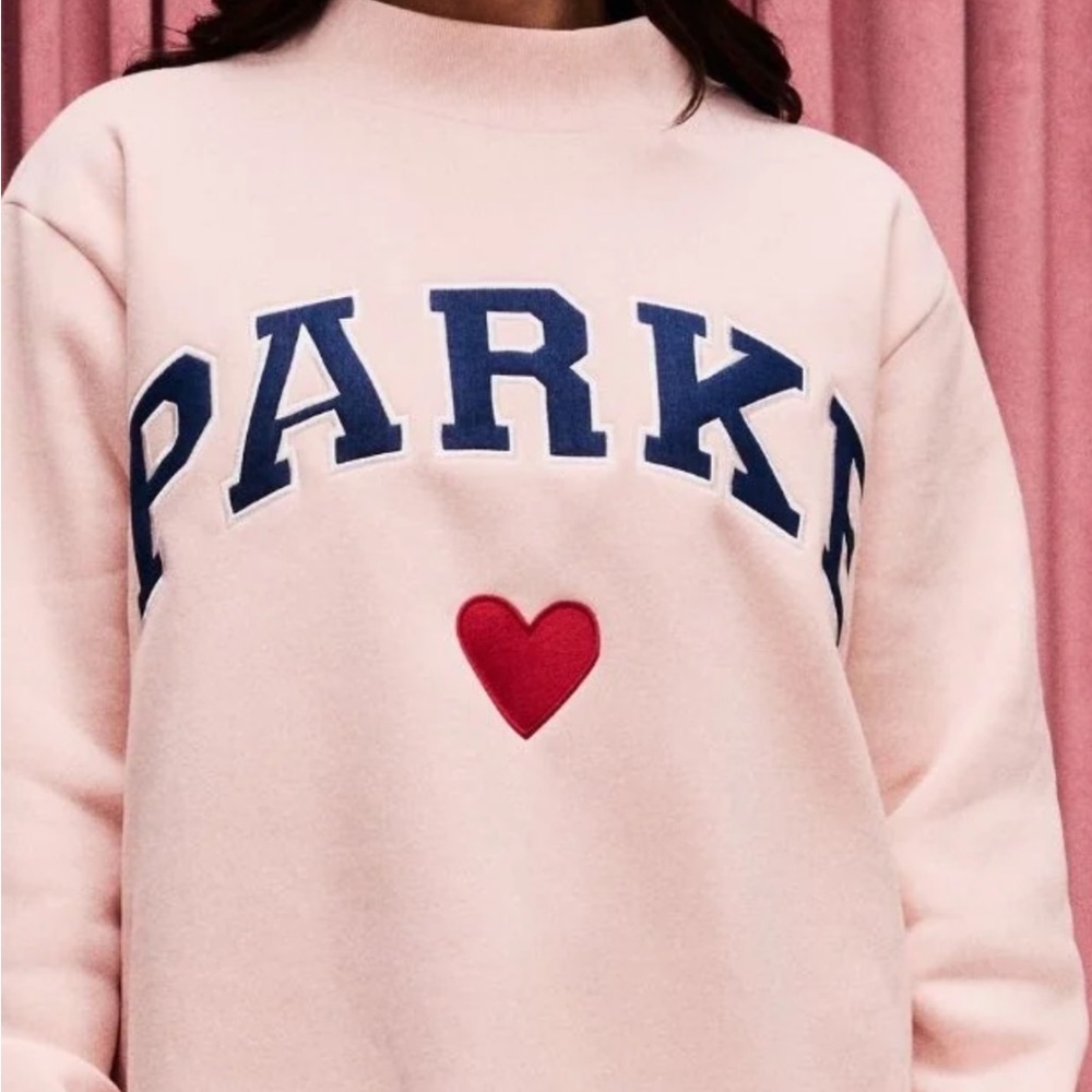PARKE Heart Varsity Mockneck—Peony + Denim